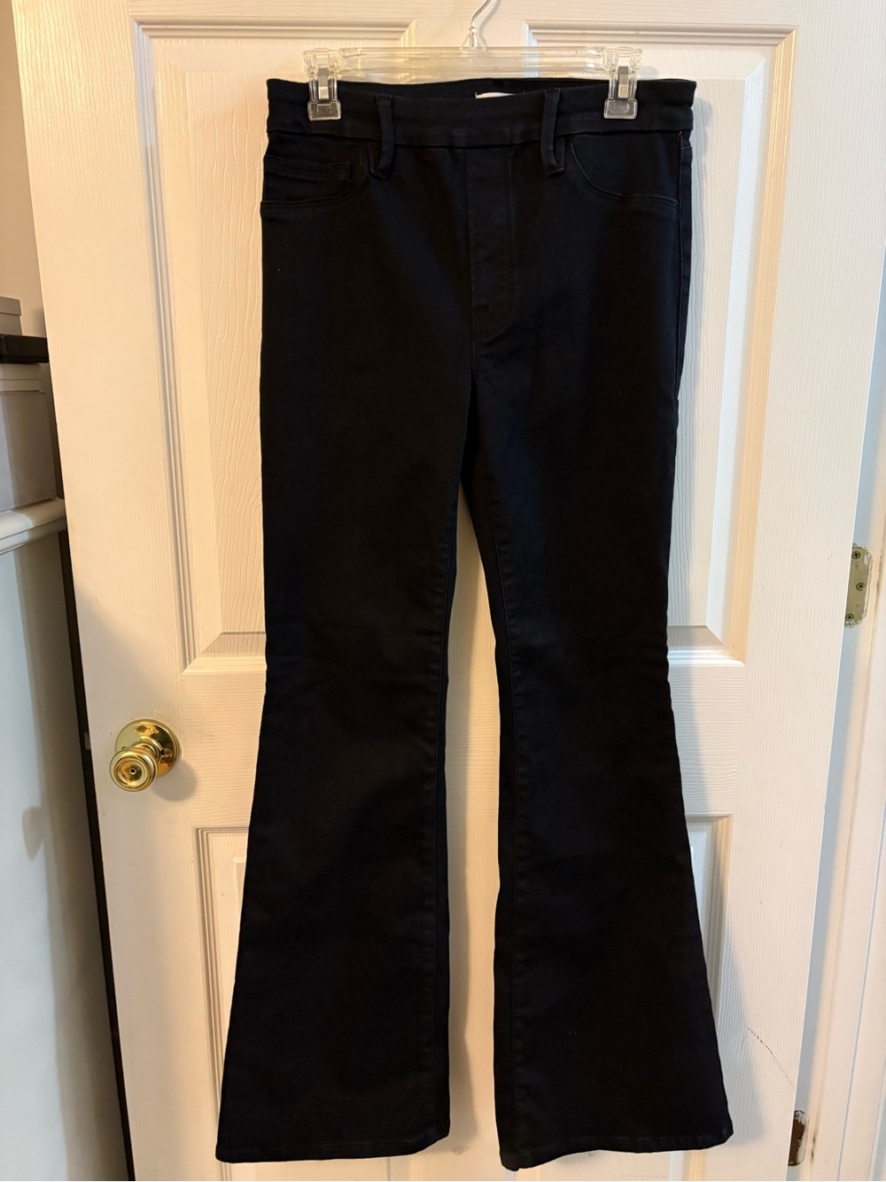 Good American Black Pull On Flared Jeans
